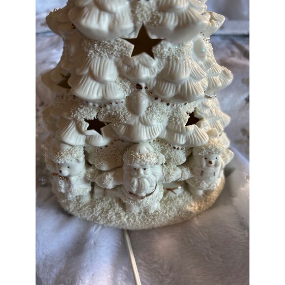 Ceramic Light-Up Christmas Tree Star & Santa Figures Gold approx 12 x 5 inches - Picture 11 of 12